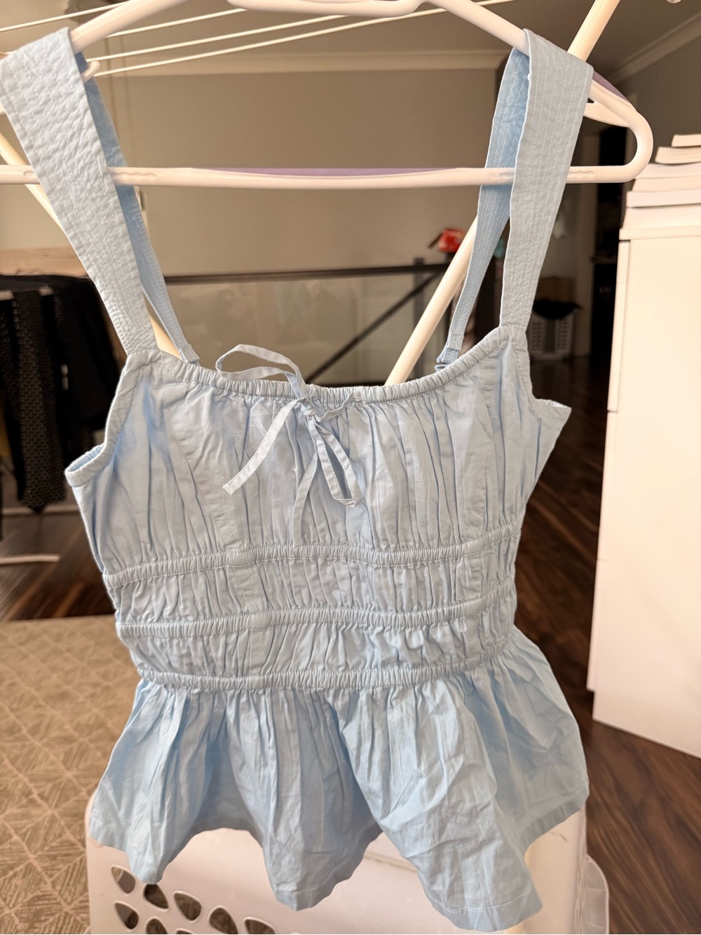 Sunday Best Light Blue Smocked Peplum One-Piece
